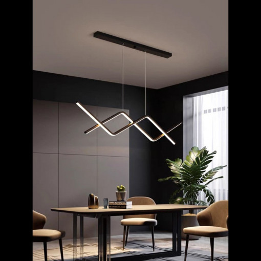 Lustra LED Cu Telecomanda, Elit's, NEGRU, Design Minimalist, lumina/rece/calda/neutra intensitate reglabila,56W