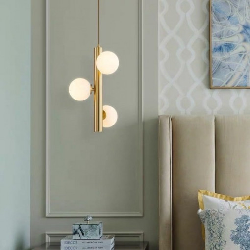 Lustra LED Pendul Elit's Imala, 3 Abajururi, bec G9 Gold