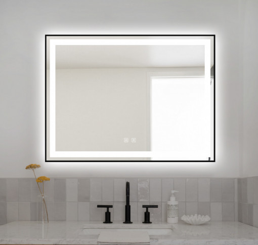 Oglinda Led, EsnJ11, Rama Aluminiu Negru Mat