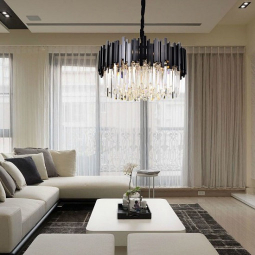 Candelabru Cristal Elit's, Negru Mat, 50 cm