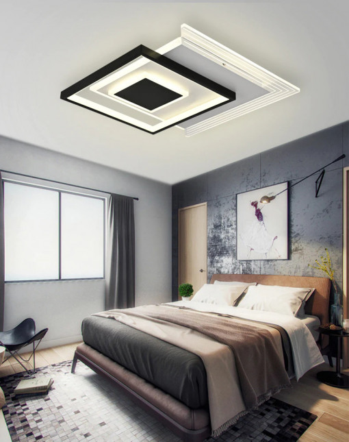 Lustra LED Cu Telecomanda, Elit's Esn R9052rS, 94W, Negru Alb