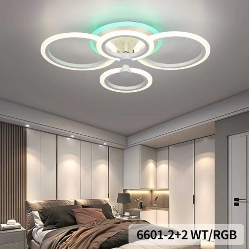 Lustra LED model 6601-2+2+RGB – 90W + RGB 16W, cu telecomanda 2.4G