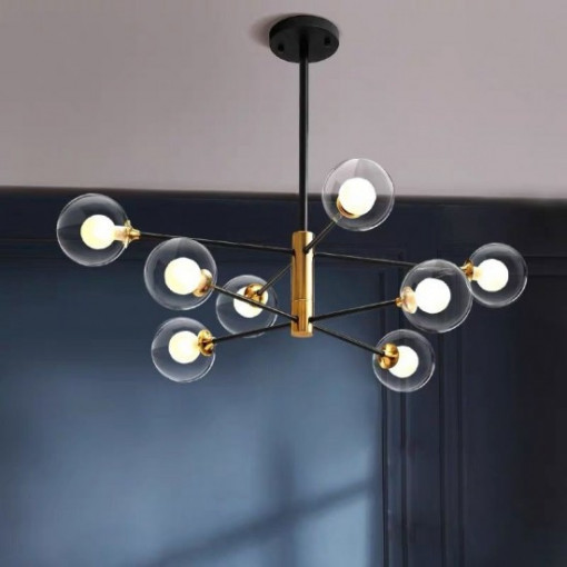 Lustra suspendata Negru-Gold Lux, Elit's 8 globuri