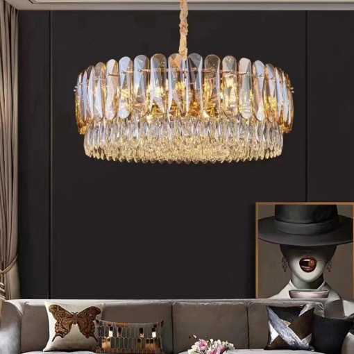 Candelabru Cristal, Elit's EsnH98047-600, 10 X E27, Auriu, 60cm