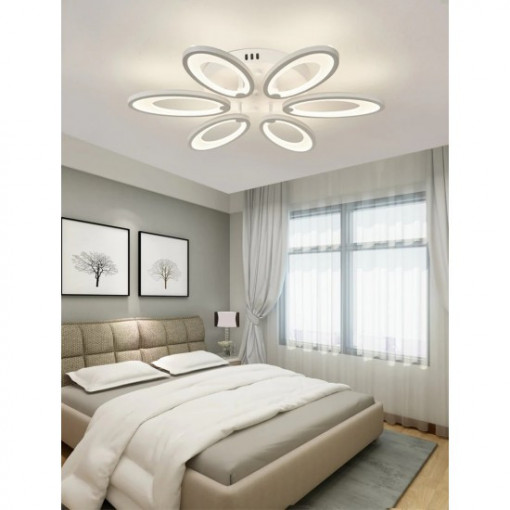 Lustra LED Cu Telecomanda, Elit's Esn M003-6, 132W, Alb