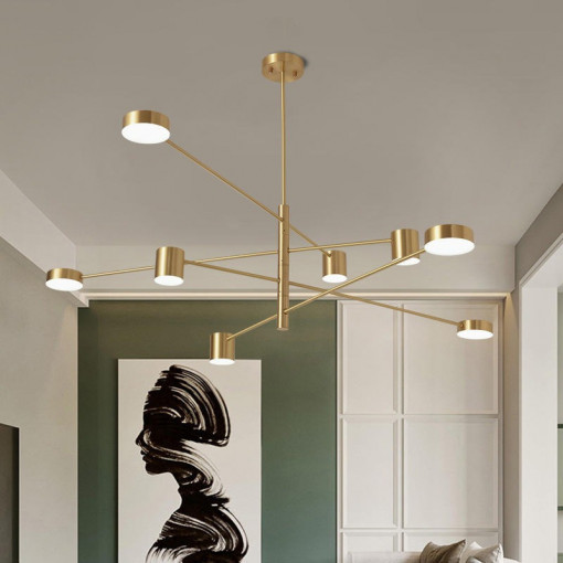 Lustra LED Cu Telecomanda, Elit's, GOLD,100W, lumina/rece/calda/neutra intensitate reglabila
