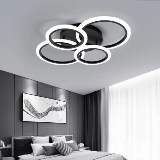 Lustra LED Eclipse Negru – 74W, cu telecomanda