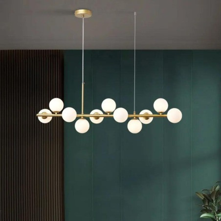 Lustra LED Gold Elit'S cu 11 Glob Alb Mat Dulie G9 Inaltime Reglabila Becuri Nu Inclus