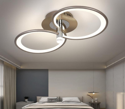 Lustra LED Cu Telecomanda, Elit's, ARGINTIU, wifi 2.4G Lumina/rece/calda/neutra intensitate reglabila, 58W