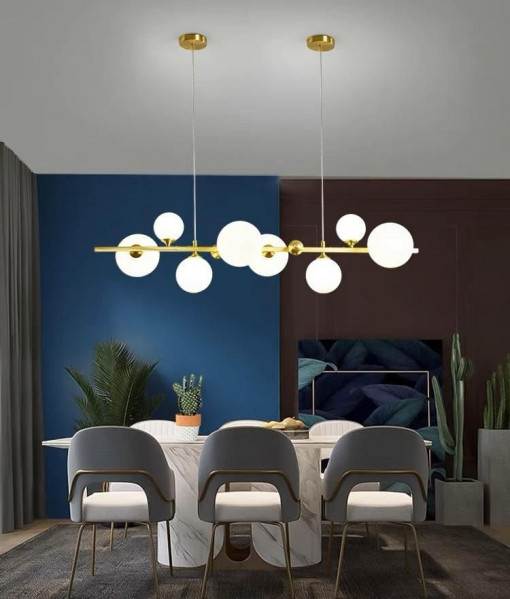 Lustra LED Pendul Elit's Imala Premium , 8 LINIE Abajururi, bec G9 Gold