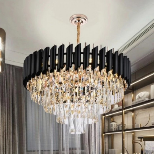 Candelabru Cristal Elit's Esn600, Negru cu Auriu