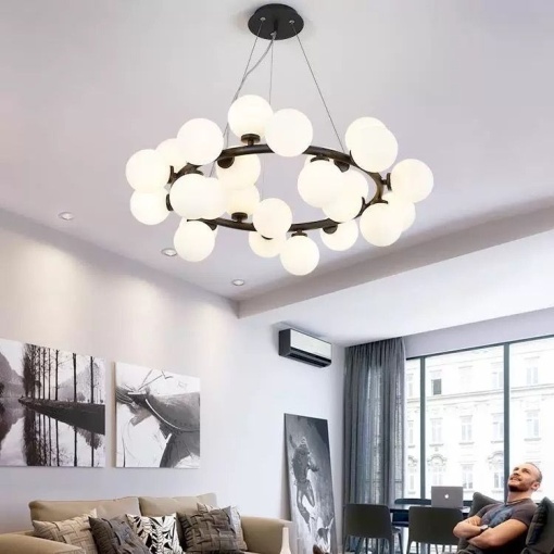 Lustra 1010-45 BK – candelabru modern cu 45 globuri, soclu G9