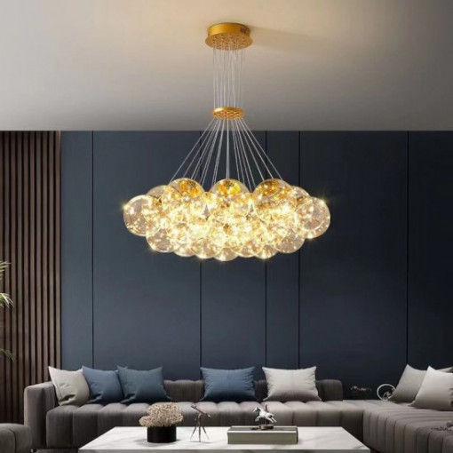 Lustra led suspendata Elit's, Zuya 19 globuri Gold, 152w