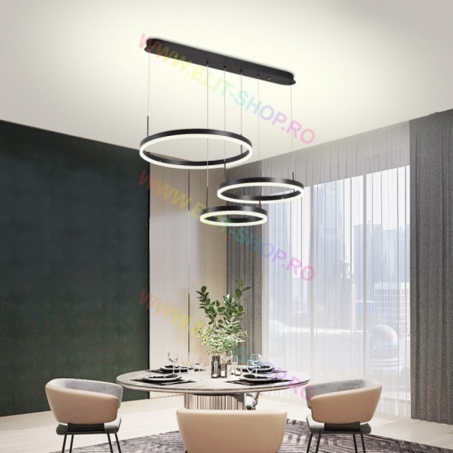 Lustra LED Cu Telecomanda, Elit's Esn1795-BK, 150W, NEGRU