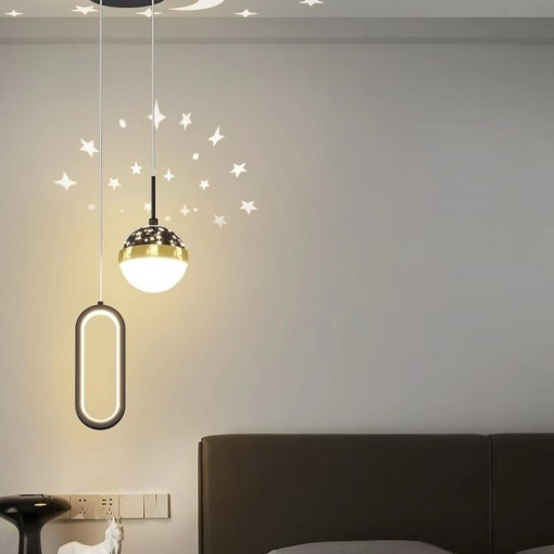 Lustra LED Cu Telecomanda, Elit's EsnL7679-2BK+GD, 36w-6w