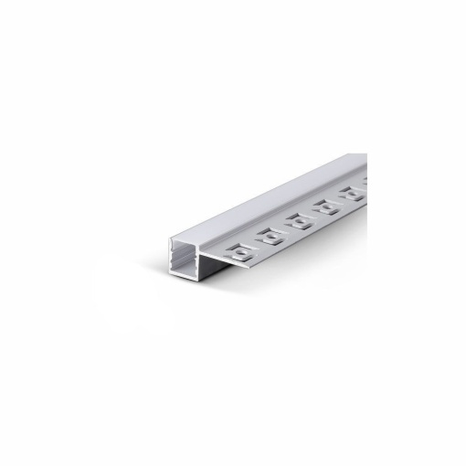 Profil LED Încăstrat – Capăt Finisaj Glet, Aluminiu, Lungime 2 m, Lățime 1,3 cm