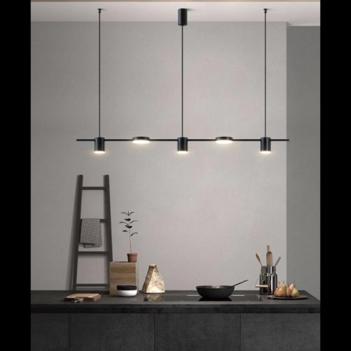 Lustra LED Cu Telecomanda, Elit's,NEGRU, wifi 2.4G lumina/rece/calda/neutra intensitate reglabila, Suspendata,60W
