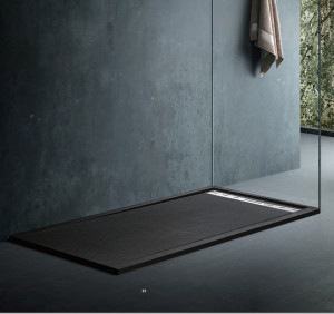 Cadita Baie Din SMC , Smack , 80 X 80 Cm, Cu Sifon, Negru LS - Img 3