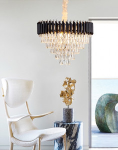 Candelabru Cristal, Raven 60cm Negru cu Auriu - Img 1