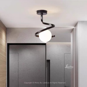 Lustra cu Sticlă 335-1 BK – Design Modern, cu 1 Soclu E27