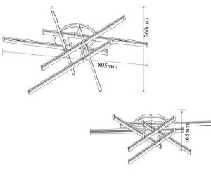 Lustră LED cu 7 surse de iluminare (6+1), 98W, cu telecomandă – Design elegant auriu - Img 3