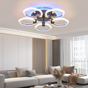 Lustra Led Cu Telecomanda, Elit's, Opal K, 136 w Intensitate Reglabila, RGB, NEGRU
