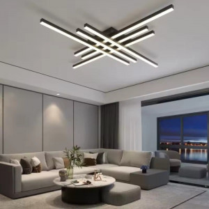 Lustra LED Holly Two, Cu Telecomanda, 3 Tipuri De Lumina, Intensitate Reglabila, 146W, Black - Img 1