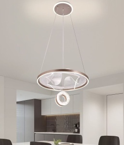 Lustra LED suspendata, 164W, gri elegant, telecomanda, inaltime reglabila