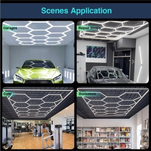 Panou LED HoneyComb, 7 Hexagoane, Lumină Rece 6500K, 240W - Img 3