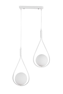 Pendul Cu Doua Globuri, Soclu E14, Alb