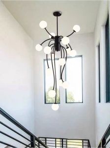 ✨ Lustră Modernă E007/15 – Stil Negru Elegant, 15 Surse de Lumină - Img 3