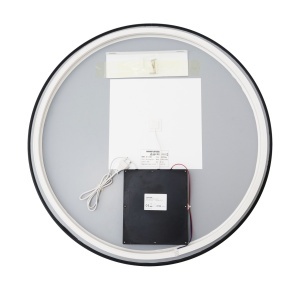 🪞 Oglindă LED cu Touch și Funcție Dezaburire, 3 Tipuri de Lumină – Ø80 cm, Ramă Negru Mat, Model J188-80 Smack - Img 4
