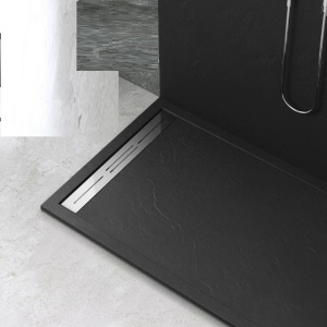 Cadita Baie Din SMC, Smack, 130x80 Cm, Cu Sifon, Negru LS - Img 4
