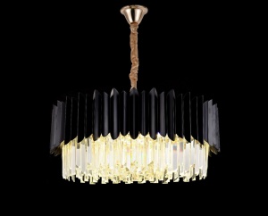 Candelabru Cristal, 3 X E27, Negru, 30cm - Img 1