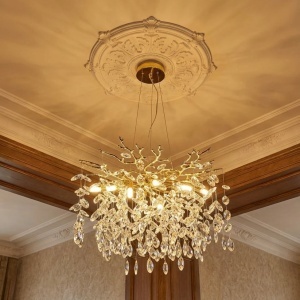 Candelabru Model 33007-460 – Textură Cristal & Metal, 6 x E14, Auriu - Img 3