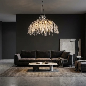 Candelabru Model 33121-800 – Textură Cristal & Metal, 10 x E14, Argintiu