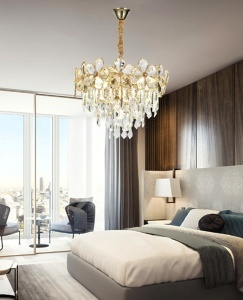 Candelabru Model 75001-400 – Cristale elegante și finisaj metal-auriu, 5 socluri E14 💫 - Img 1