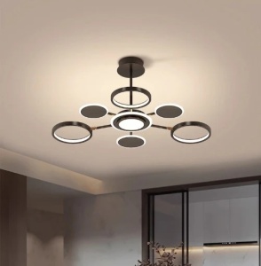 Lustra LED cu Telecomanda, Negru, 8 Brate, 3 Tipuri De Lumina, Intensitate Reglabila, 92W - Img 2