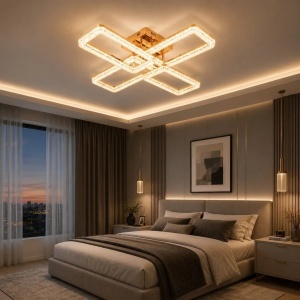 Lustră LED Model K2552-2+2A – 144W, Telecomandă, 3 Tipuri de Lumină, Intensitate Reglabilă