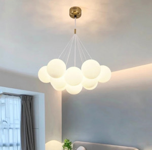 Lustra led suspendata, Zuya 9globuri Albe - Img 2