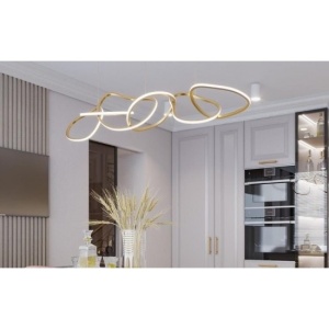 Lustra Pendul LED Cu Telecomandă, 3 Tipuri De Lumină, Înălțime Reglabilă, 119W, Gold