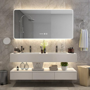 Oglindă Baie LED și Dezaburire Elit's Premium cu Senzor Touch, Lumina Rece, Caldă și Neutră, 80x60cm, lumina ambientala spate - Img 7