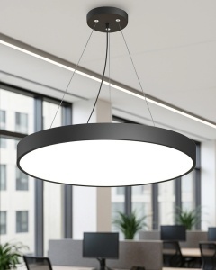 Panou LED Rotund – 86W, Lumină Rece 6000K, Negru