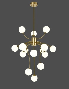 ✨ Lustră Modernă E007/15 – Eleganță Aurie și Lumină Rafinată - Img 3
