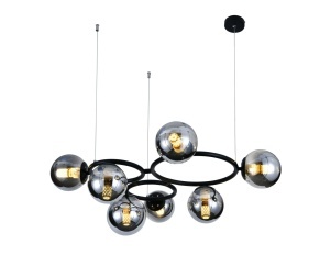 💡 Pendul N6805/7 – Design Modern cu 7 Abajururi în Negru & Crom - Img 2