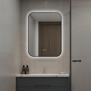 🪞 Oglindă LED cu Touch și Funcție Dezaburire – Ramă Negru, 60x80 cm, Model J187-6080 Smack - Img 7