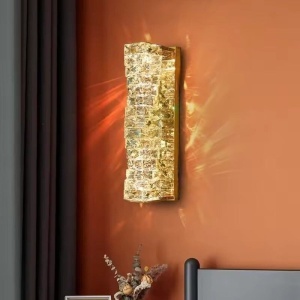 Aplică LED Auriu cu Cristale – 20W, 3 Tipuri de Lumină, Design Elegant, 46×12×16 cm - Img 3