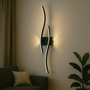 Aplica LED perete design curbat, 50W, lumină reglabilă 3000K–6500K