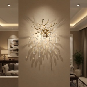Aplică Model W33007-2L – Textură Cristal & Metal, 2 x E14, Auriu