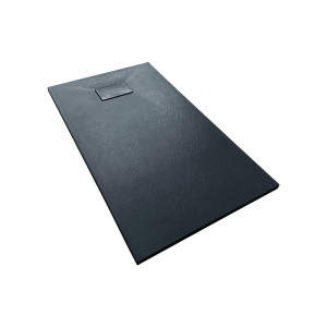 Cadita Baie Din Compozit , Smack , 100 X70 Cm , Esn10070n, Cu Sifon,Negru - Img 1